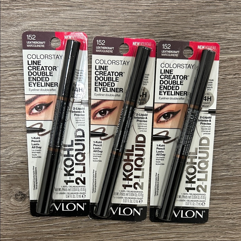 3X Revlon ColorStay Line Creator Double Ended Eyeliner #152 Leathercraft